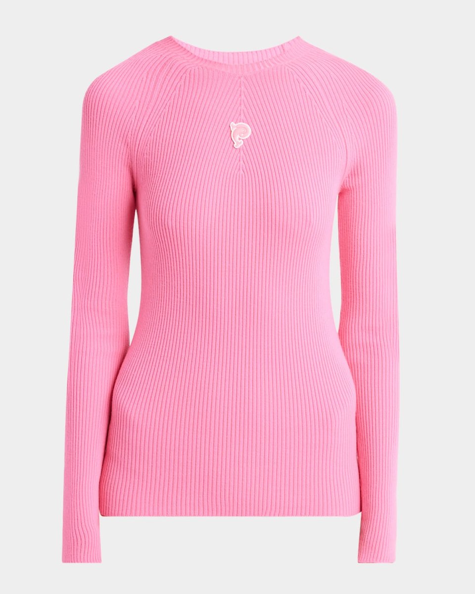 Fine Wool-Lycra Vanise Rib Long-Sleeve Top